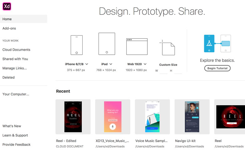 Adobe Experience Design Screen